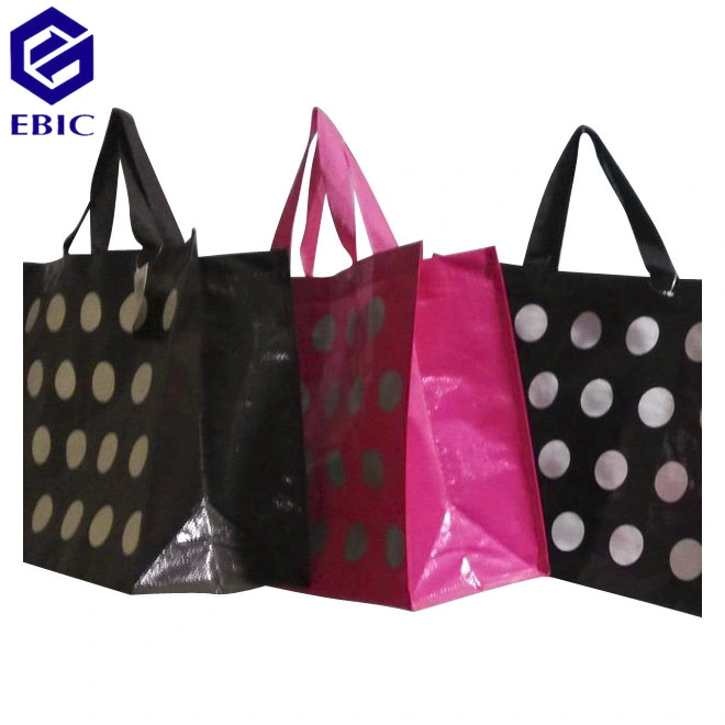 RPET Made From Recycled Pet Bottle Coated Laminated with Printed BOPP Film Recyclable Woven Nonwoven Unwoven Shopping Bag