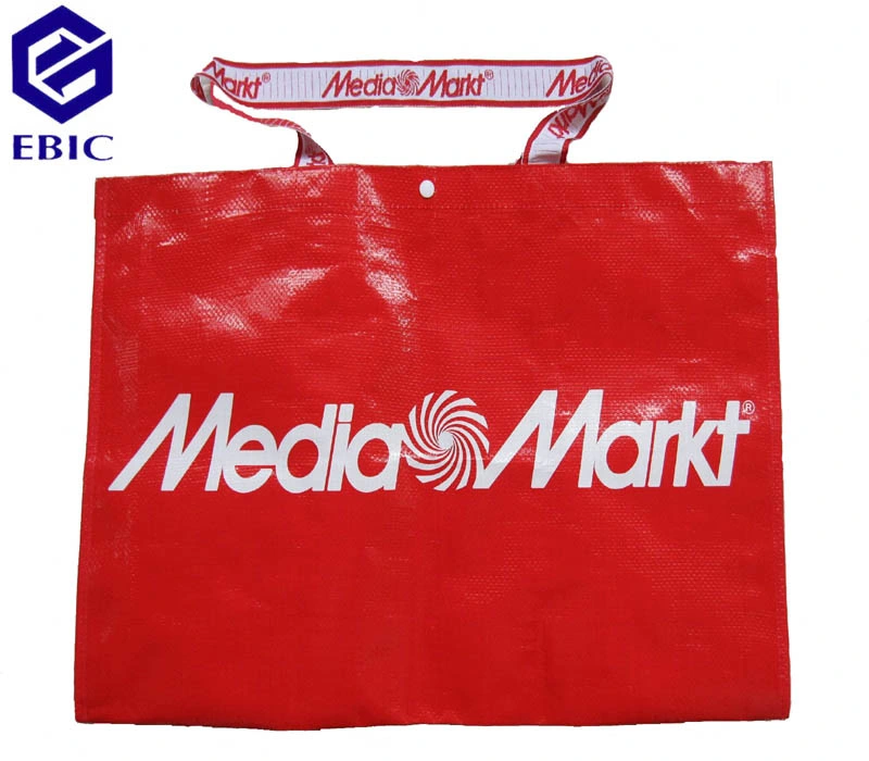 RPET Made From Recycled Pet Bottle Coated Laminated with Printed BOPP Film Recyclable Woven Nonwoven Unwoven Shopping Bag