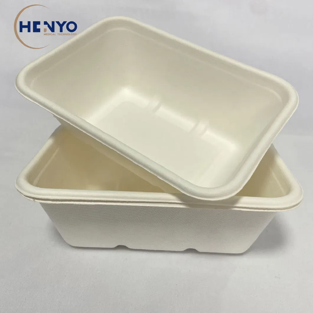 Disposable Biodegradable Bagasse Tableware 850ml Square Lunch Box Meal Box