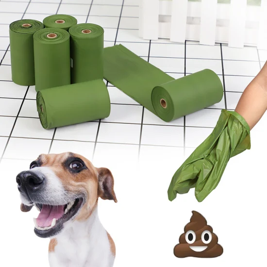 Saco de lixo compostável 100% biodegradável para cocô de cachorro, produtos para animais de estimação, saco de lixo para cocô, saco de embalagem