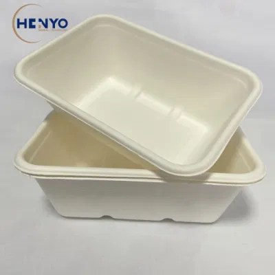 Caixa quadrada biodegradável descartável da refeição da lancheira dos utensílios de mesa 850ml do bagaço